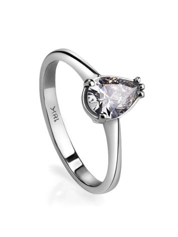 Solitaire Pear Cut Diamond Ring In White Gold, Ring Size: 8 / 18, image 
