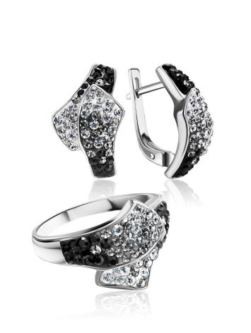 Black And White Crystal Ring In Sterling Silver The Eclat, Ring Size: 9 / 19, image , picture 4