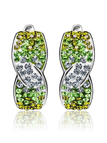 Sterling Silver Earrings With Green And White Crystals The Eclat, image , picture 3
