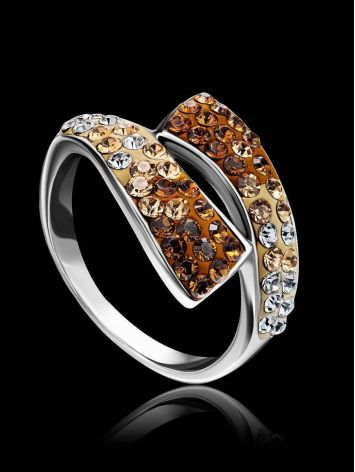 Silver Band Ring With Multicolor Crystals The Eclat, Ring Size: 7 / 17.5, image , picture 2