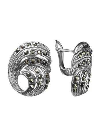 Silver Latch Back Earrings With Marcasites The Lace, image 