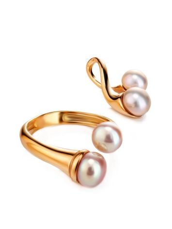 Twisted Gold-Plated Pendant With Creamrose Cultured Pearls The Serene, image , picture 4