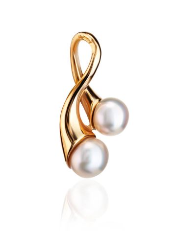 Twisted Gold-Plated Pendant With Creamrose Cultured Pearls The Serene, image 