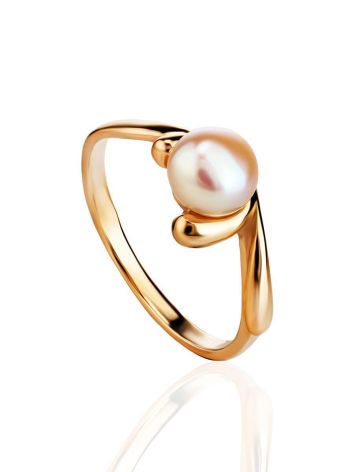 Classy Gold-Plated Ring With Creamrose Light Cultured Pearl The Serene, Ring Size: 5.5 / 16, image 