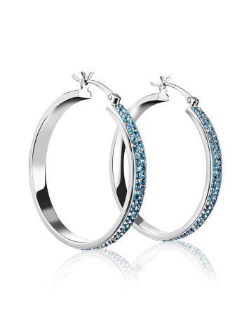 Sterling Silver Hoops With Light Blue Crystals The Eclat, image 