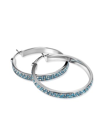 Sterling Silver Hoops With Light Blue Crystals The Eclat, image , picture 4