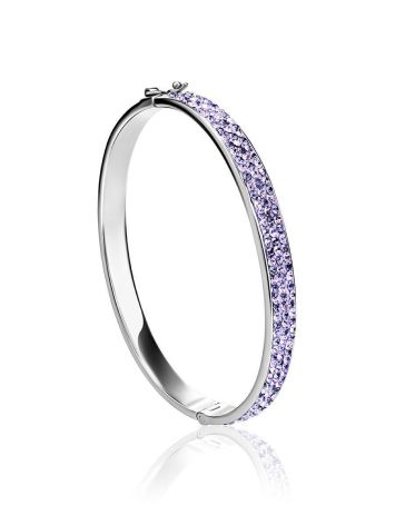 Silver Hinged Clasp Bracelet With Lilac Crystals The Eclat, image 