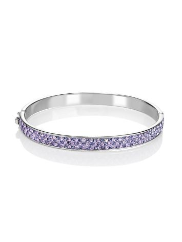 Silver Hinged Clasp Bracelet With Lilac Crystals The Eclat, image , picture 3