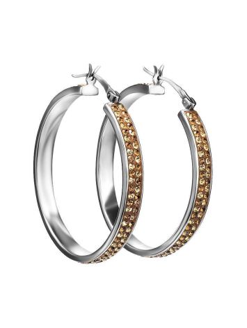 Shimmering Champaign Crystal Hoops In Sterling Silver The Eclat, image 