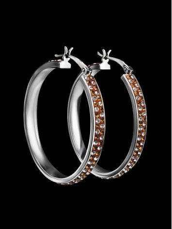 Silver Hoop Earrings With Shimmering Crystals The Eclat, image , picture 2