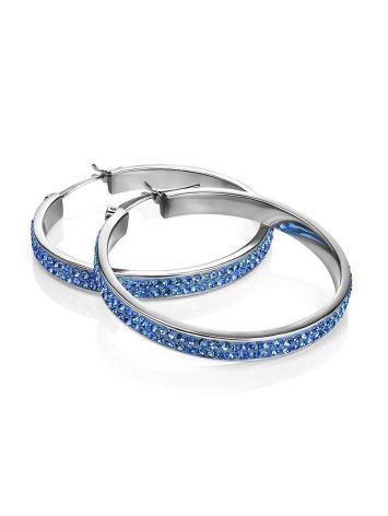 Blue Crystal Hoop Earrings In Silver The Eclat, image , picture 4