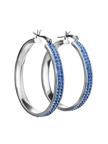 Blue Crystal Hoop Earrings In Silver The Eclat, image 