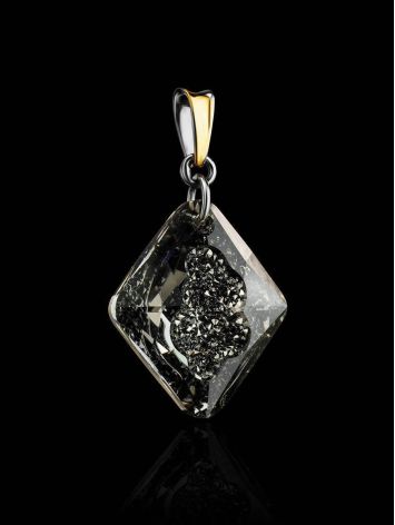 Bold Gold Plated Pendant With Black Crystal The Fame, image , picture 2