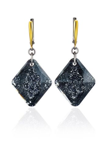 Gold Plated Dangle Earrings With Bold Black Crystals The Fame, image , picture 4