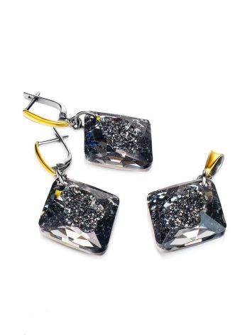 Gold Plated Dangle Earrings With Bold Black Crystals The Fame, image , picture 6
