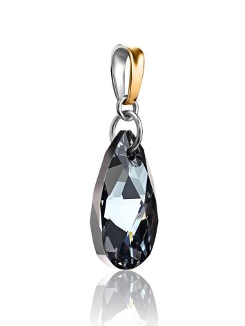 Black Crystal Pendant In Gold Plated Silver The Fame, image , picture 3
