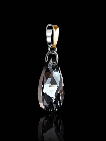 Black Crystal Pendant In Gold Plated Silver The Fame, image , picture 2