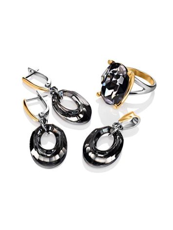 Crystal Dangle Earrings In Gold Plated Silver The Fame, image , picture 5