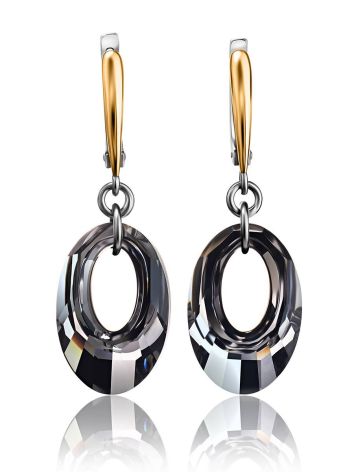 Crystal Dangle Earrings In Gold Plated Silver The Fame, image 