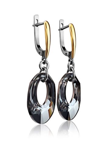Crystal Dangle Earrings In Gold Plated Silver The Fame, image , picture 2