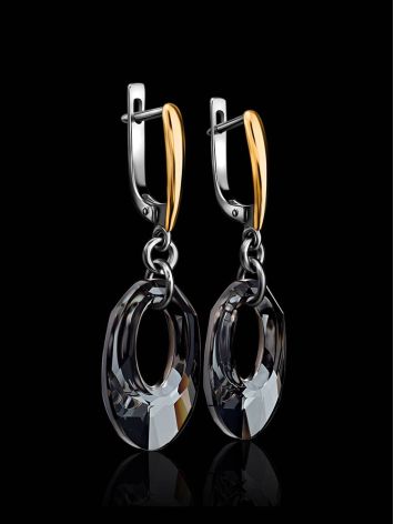 Crystal Dangle Earrings In Gold Plated Silver The Fame, image , picture 3