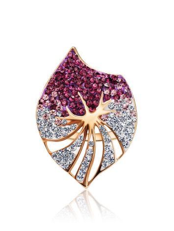 Gold-Plated Cocktail Ring With Pink And White Crystals The Jungle, Ring Size: 9 / 19, image , picture 3