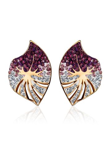 Gold-Plated Earrings With Pink And White Crystals The Jungle, image , picture 3