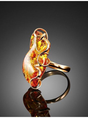 Handcrafted Amber Golden Cocktail Ring The Rialto, Ring Size: Adjustable, image , picture 2