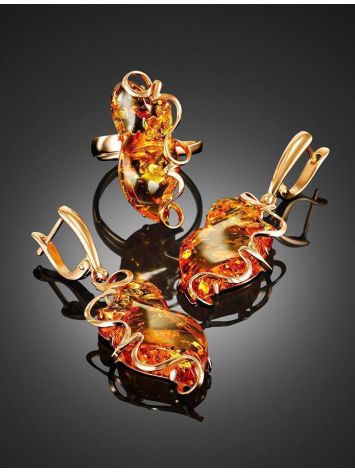 Handcrafted Amber Golden Cocktail Ring The Rialto, Ring Size: Adjustable, image , picture 5