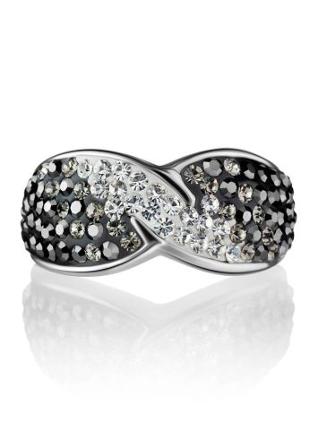 Black And White Crystal Twisted Ring In Sterling Silver The Eclat, Ring Size: 8.5 / 18.5, image , picture 3