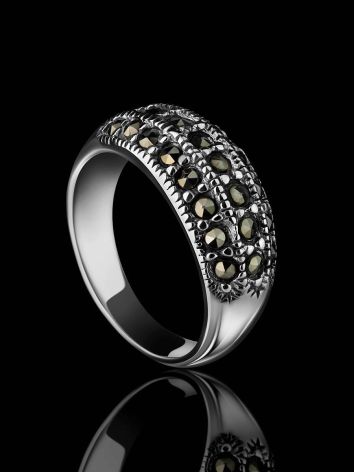Sterling Silver Band Ring With Marcasites The Lace, Ring Size: 5.5 / 16, image , picture 2