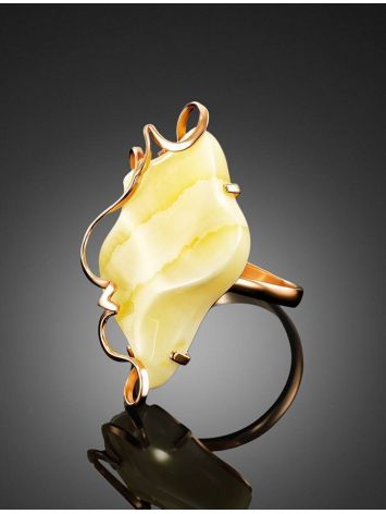 Natural Cloudy Amber Golden Ring The Rialto, Ring Size: Adjustable, image , picture 2
