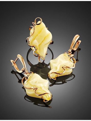 Natural Cloudy Amber Golden Ring The Rialto, Ring Size: Adjustable, image , picture 4