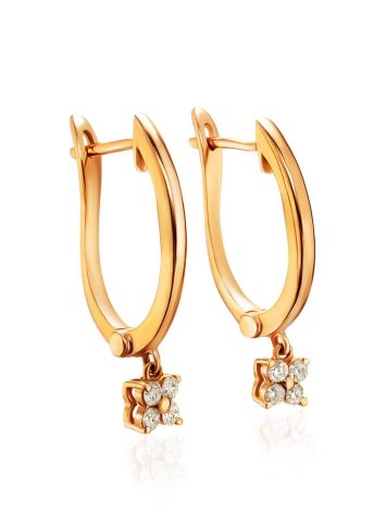 Golden Latch Back Earrings With Floral Dangles, image 