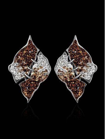 Bold Silver Earrings With Two Toned Crystals The Eclat, image , picture 2