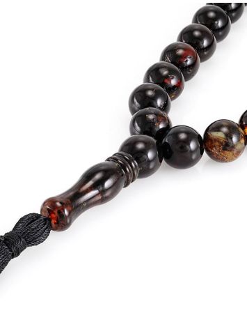 33 Black Amber Islamic Prayer Beads With Tassel, image , picture 3