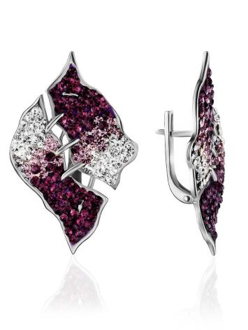 Bold Silver Earrings With Multicolor Crystals The Eclat, image 