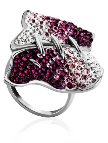 Multicolor Crystal Cocktail Ring In Silver The Eclat, Ring Size: 8 / 18, image 