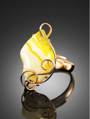 Handcrafted Amber Golden Ring The Rialto, Ring Size: Adjustable, image , picture 2