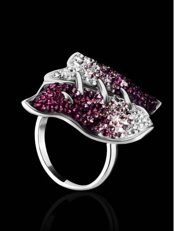 Multicolor Crystal Cocktail Ring In Silver The Eclat, Ring Size: 8 / 18, image , picture 2