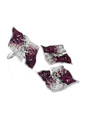 Bold Silver Earrings With Multicolor Crystals The Eclat, image , picture 6