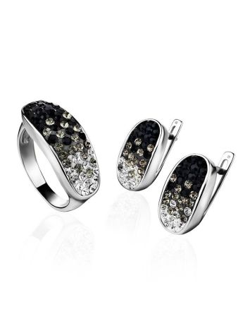 Sterling Silver Band Ring With Black And White Crystals The Eclat, Ring Size: 7 / 17.5, image , picture 5