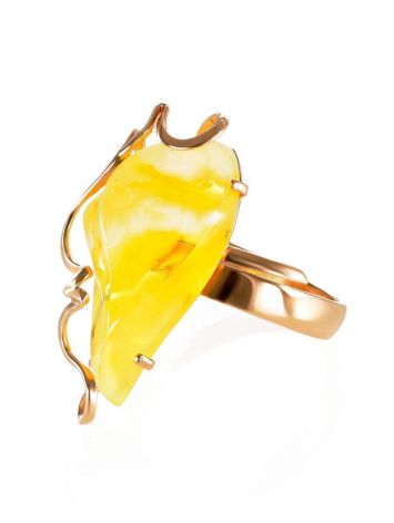 White Amber Golden Cocktail Ring The Rialto, Ring Size: Adjustable, image , picture 3