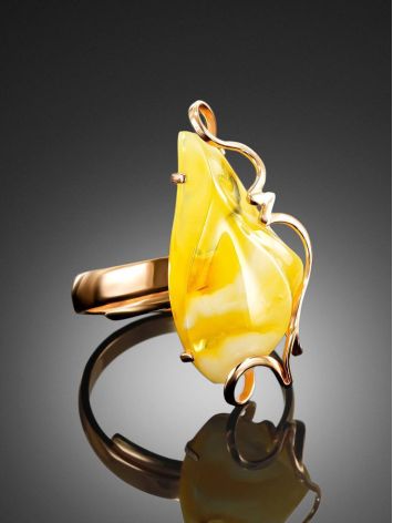 White Amber Golden Cocktail Ring The Rialto, Ring Size: Adjustable, image , picture 2