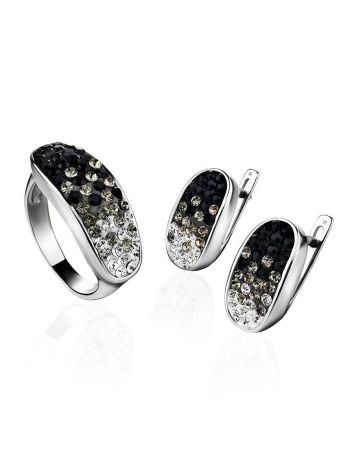 Black And White Crystal Earrings In Sterling Silver The Eclat, image , picture 5