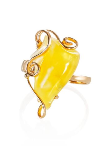 Cloudy Amber Golden Ring The Rialto, Ring Size: Adjustable, image , picture 3