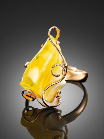 Cloudy Amber Golden Ring The Rialto, Ring Size: Adjustable, image , picture 2