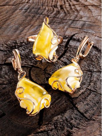 Cloudy Amber Golden Ring The Rialto, Ring Size: Adjustable, image , picture 4
