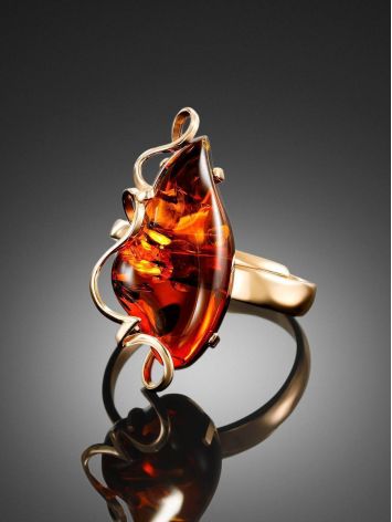 Handcrafted Golden Amber Cocktail Ring The Rialto, Ring Size: Adjustable, image , picture 2
