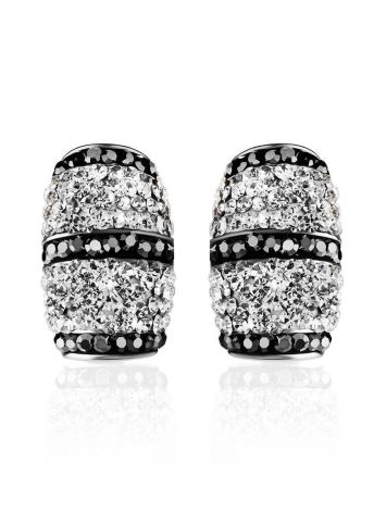 Silver Earrings With Black And White Crystals The Eclat, image , picture 4